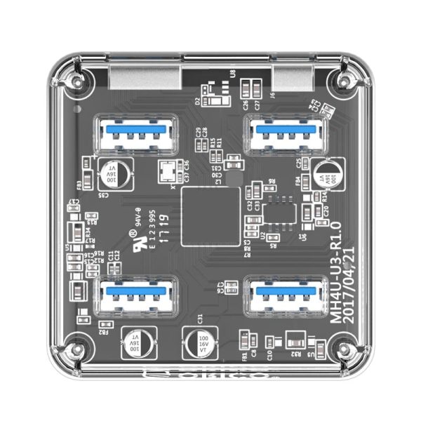 ORICO 4 Port USB Hub Transparent 1M - Image 2