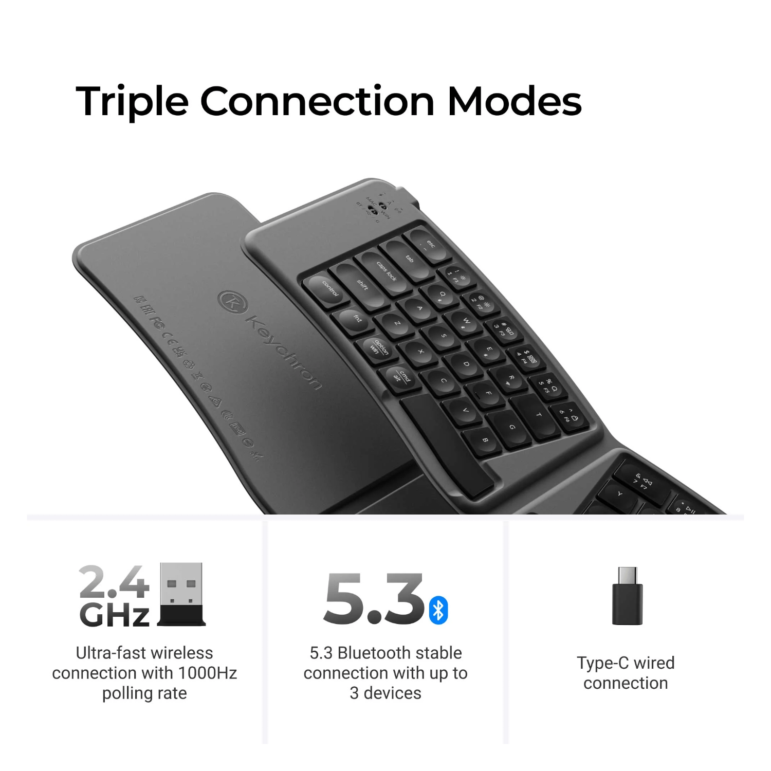 Keychron B11 Pro Ultra-Slim Wireless Foldable Keyboard Alice Layout - Space Gray - Image 4