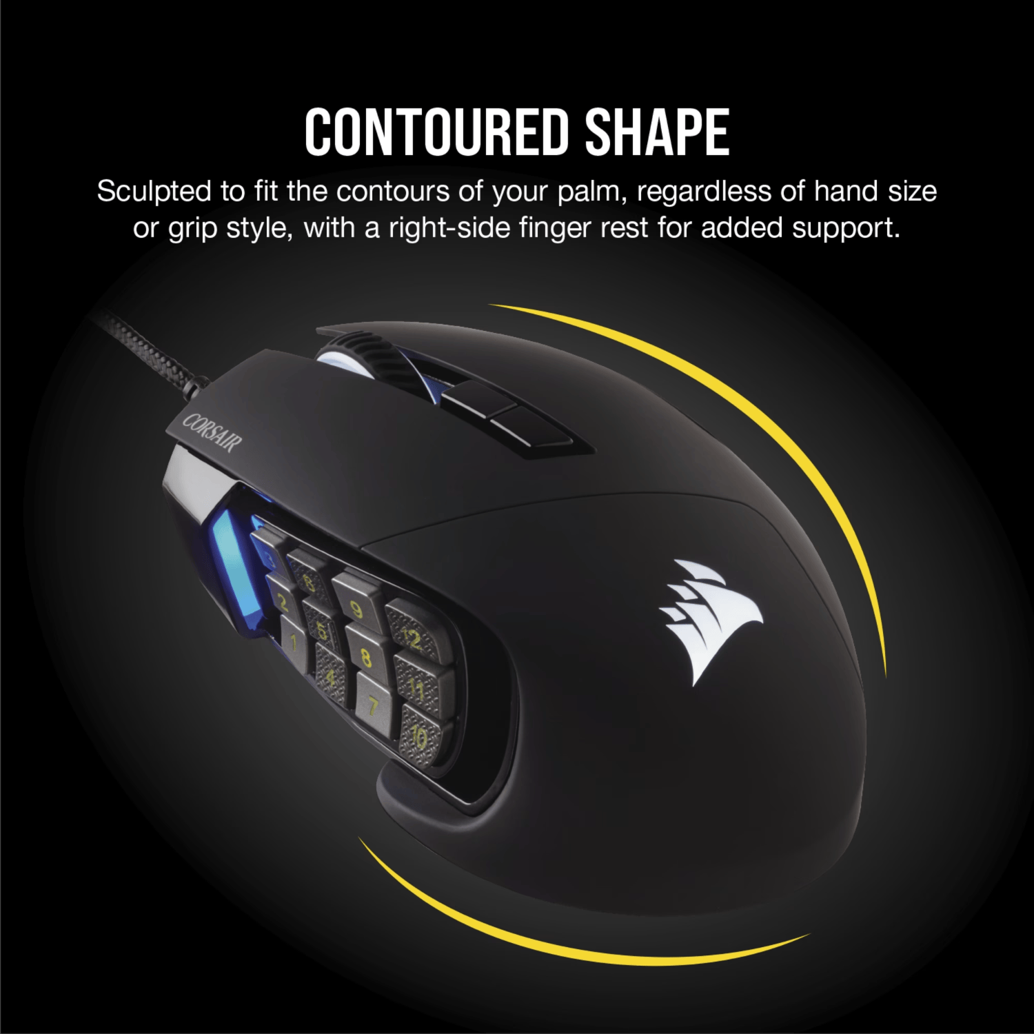 Corsair SCIMITAR RGB ELITE Optical 18 000 DPI MOBA/MMO Gaming Mouse - Black - Image 4